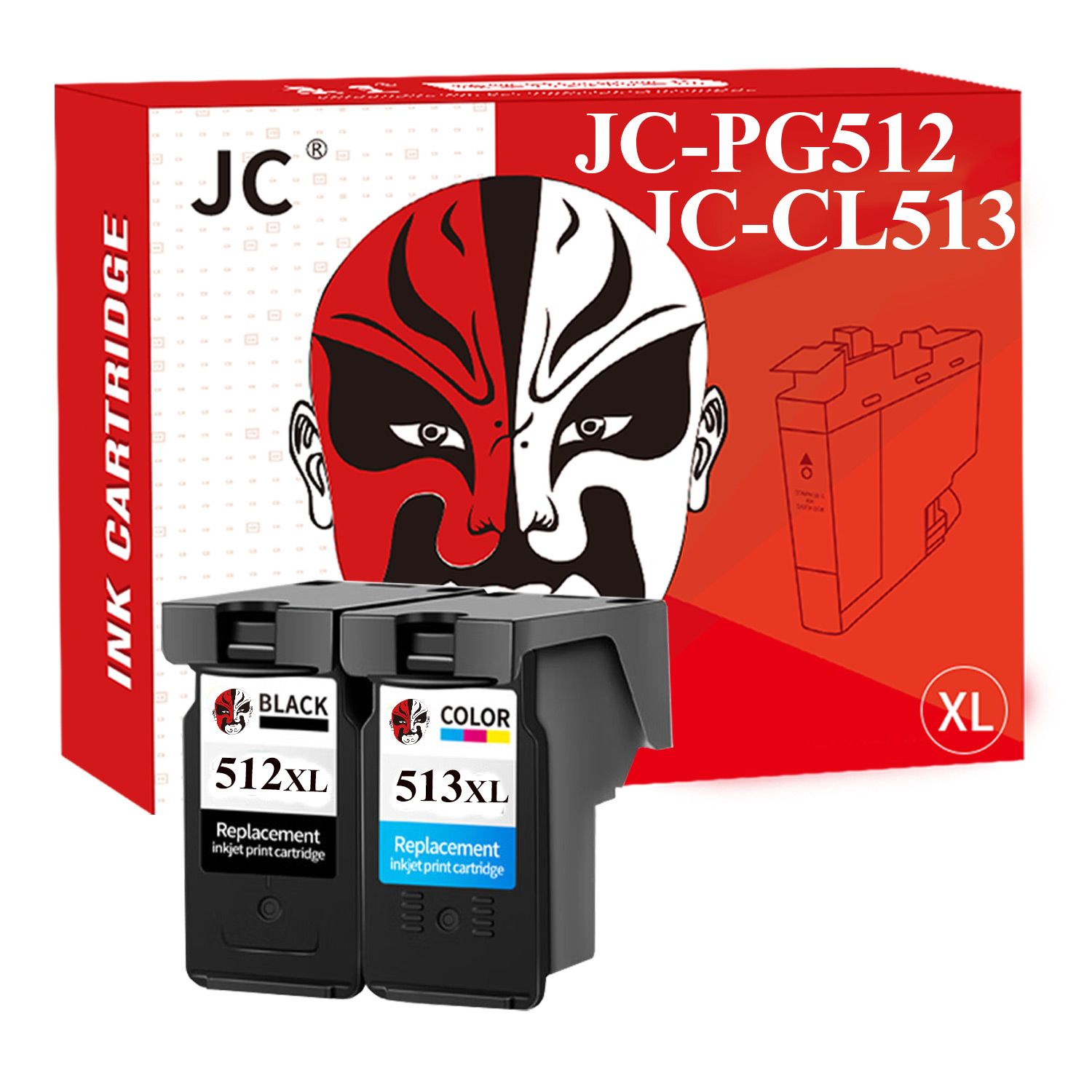 совместимый картриджа JC PG512 / CL513 для Canon PG-512 XL / CL-513 XL для Canon Pixma MP499 MP495 MP230 MP240 MP250 MP252 MP260 MP270 MP280 MP480 MP490 IP2700 (1/Черный ,1/Цветной)