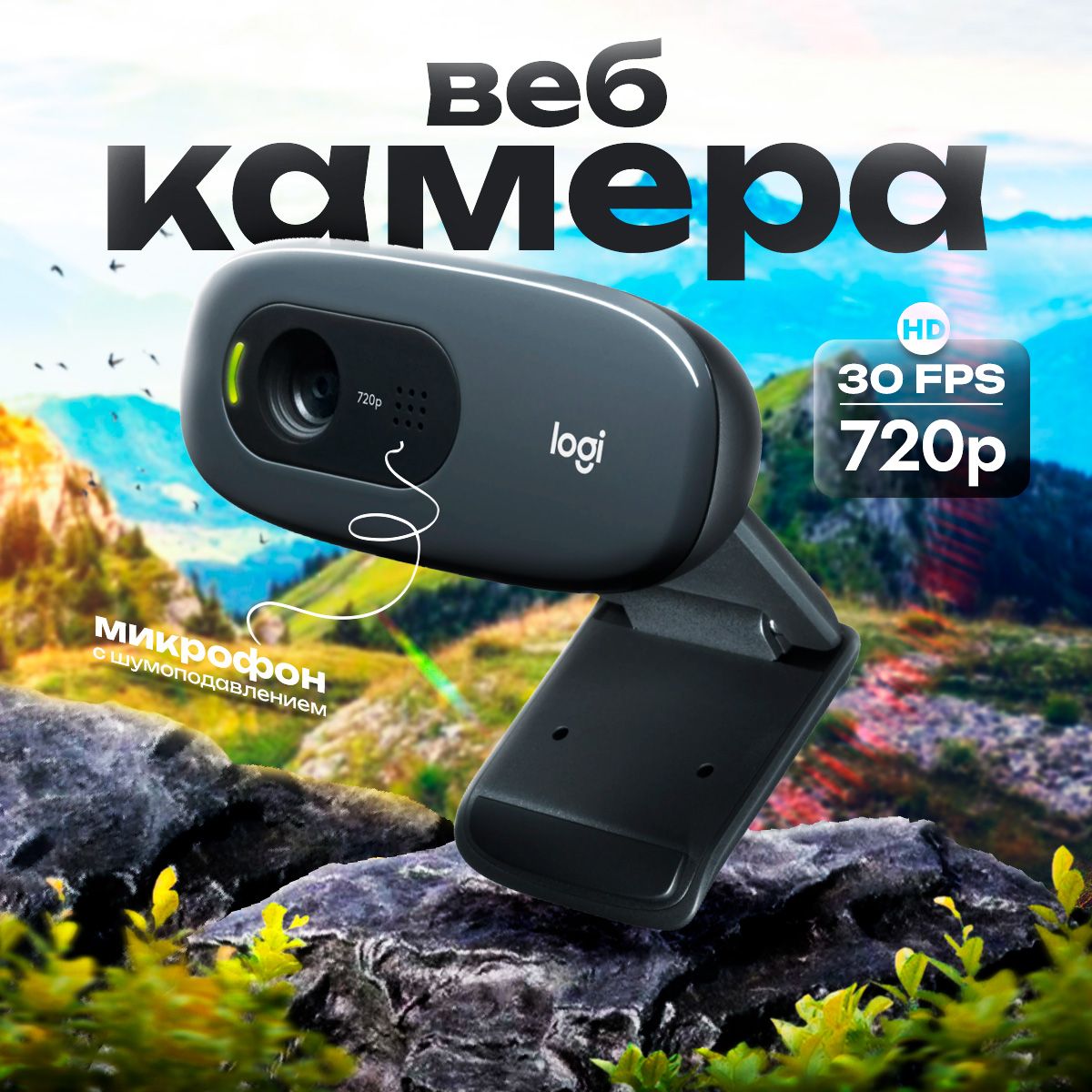 Веб-камера Logitech C270 HD 720p, черный