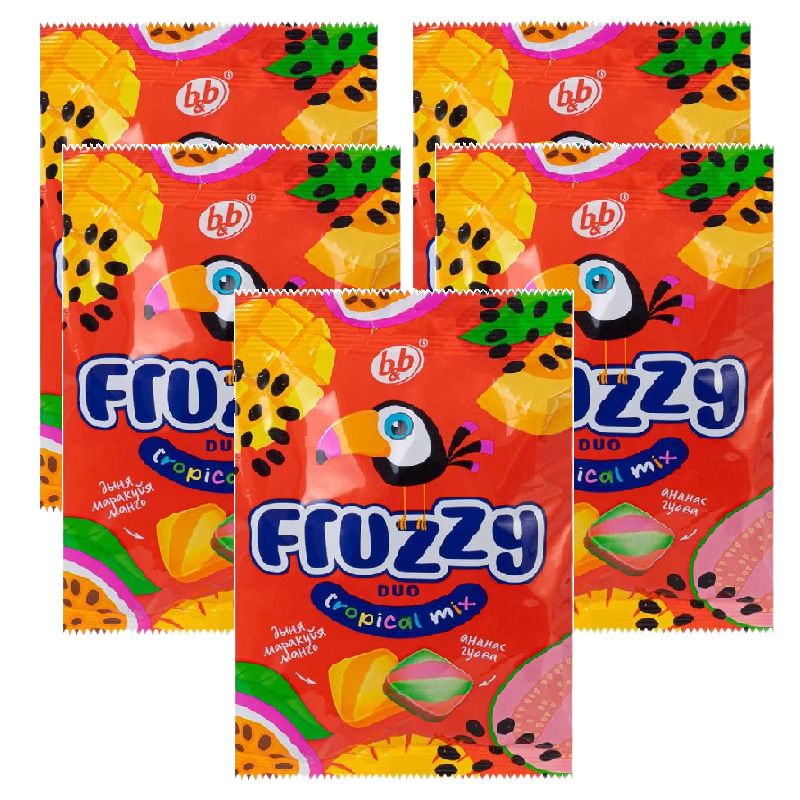 Конфеты жевательные, "Fruzzy" Duo тропический вкус (миксс), 180 г / 5 уп.