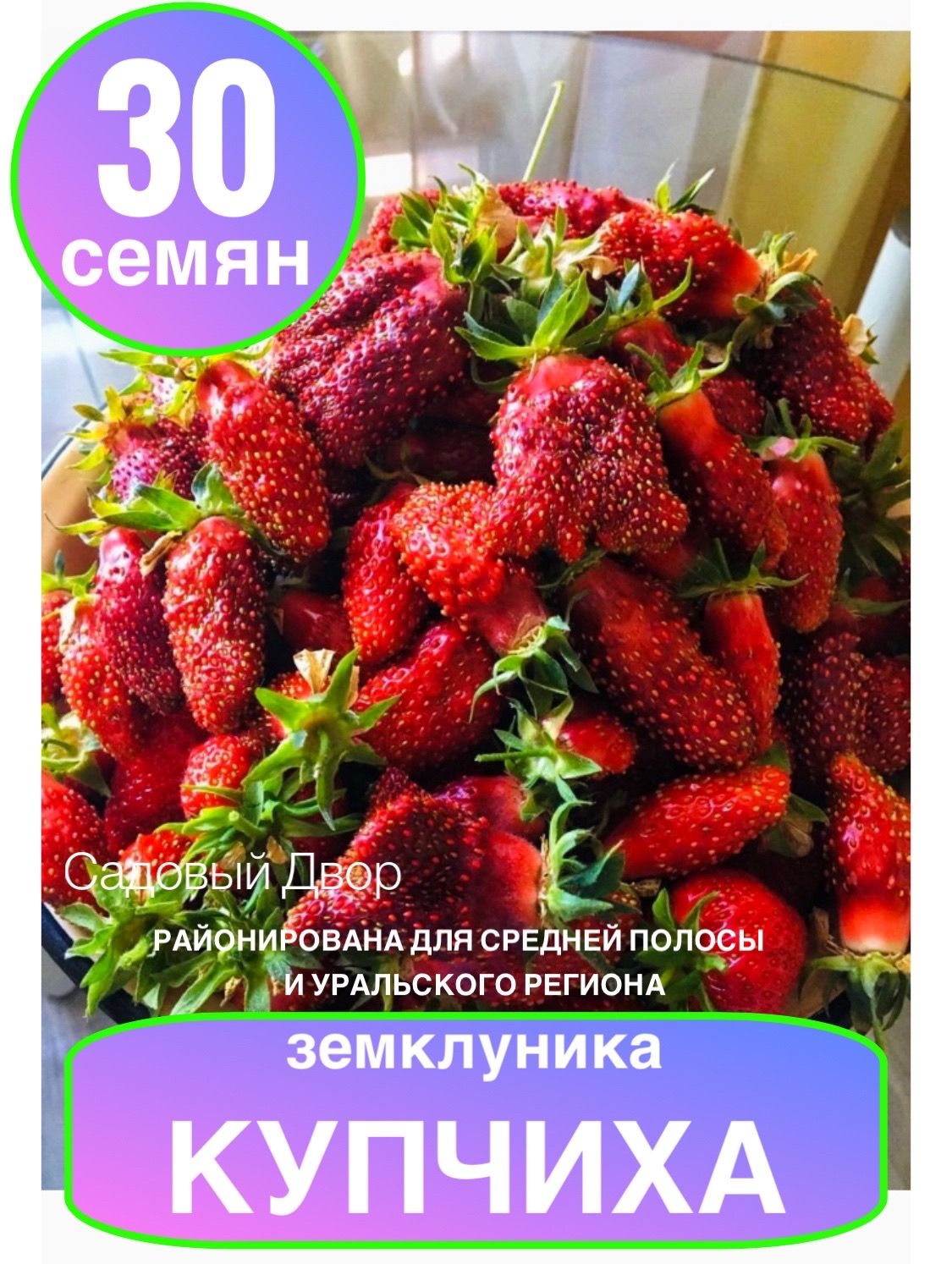 Клубника (земклуника) КУПЧИХА, ур. 2024, 1 пакет, семена 30 шт, + рекомендация по агротехнике