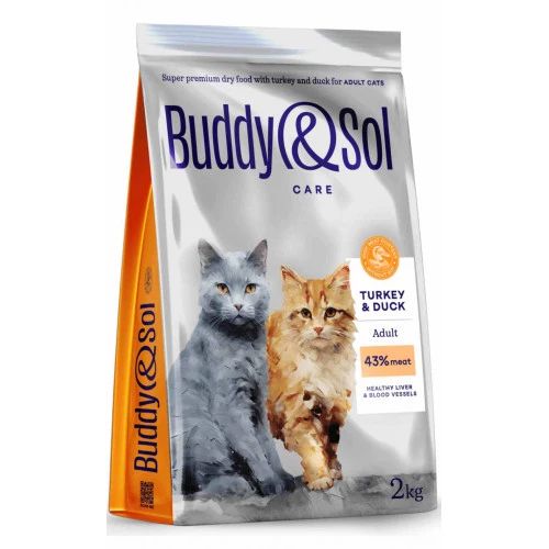 Buddy&SolСухойкормдлявзрослыхкошекCareAdultсиндейкойиуткой,400гр,2уп