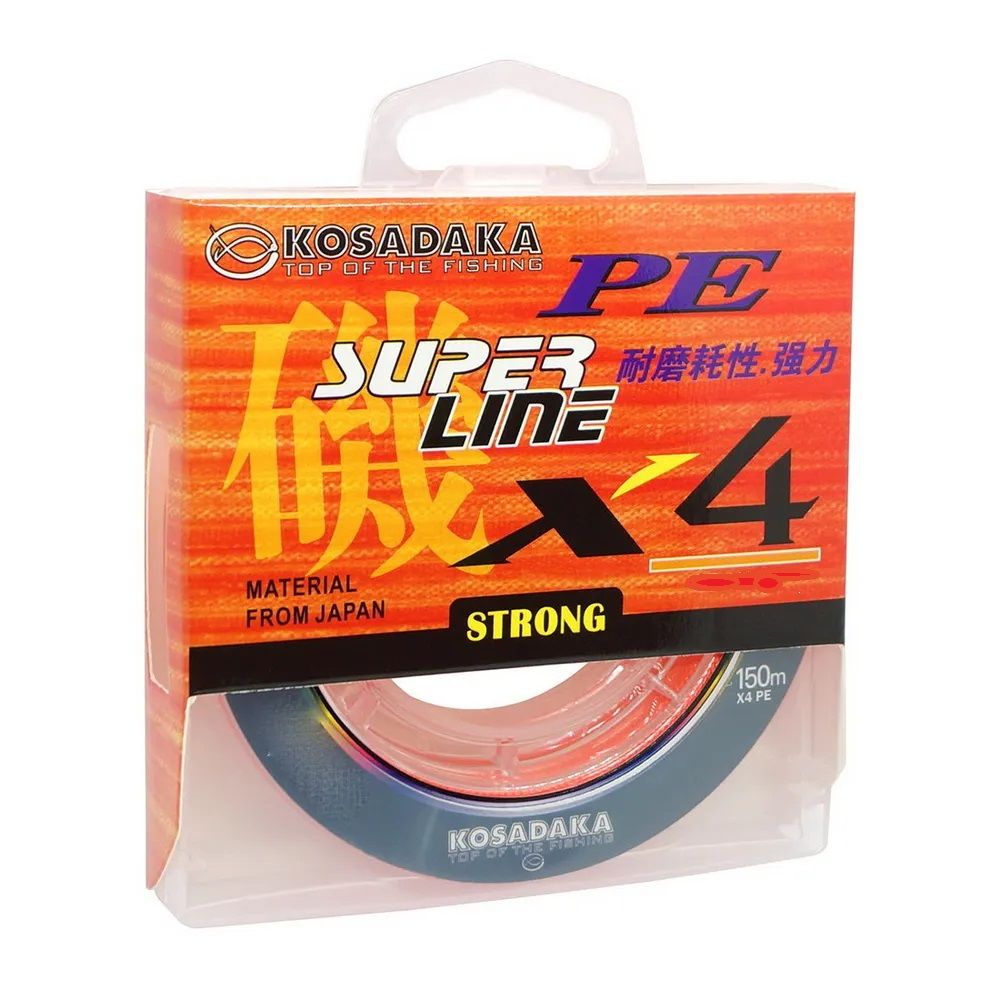 Леска плетеная Kosadaka "Super Line PE X4" 150м, цвет: smoke, 0,16мм, 8,6кг, Артикул: BSLX4-GS-016-150