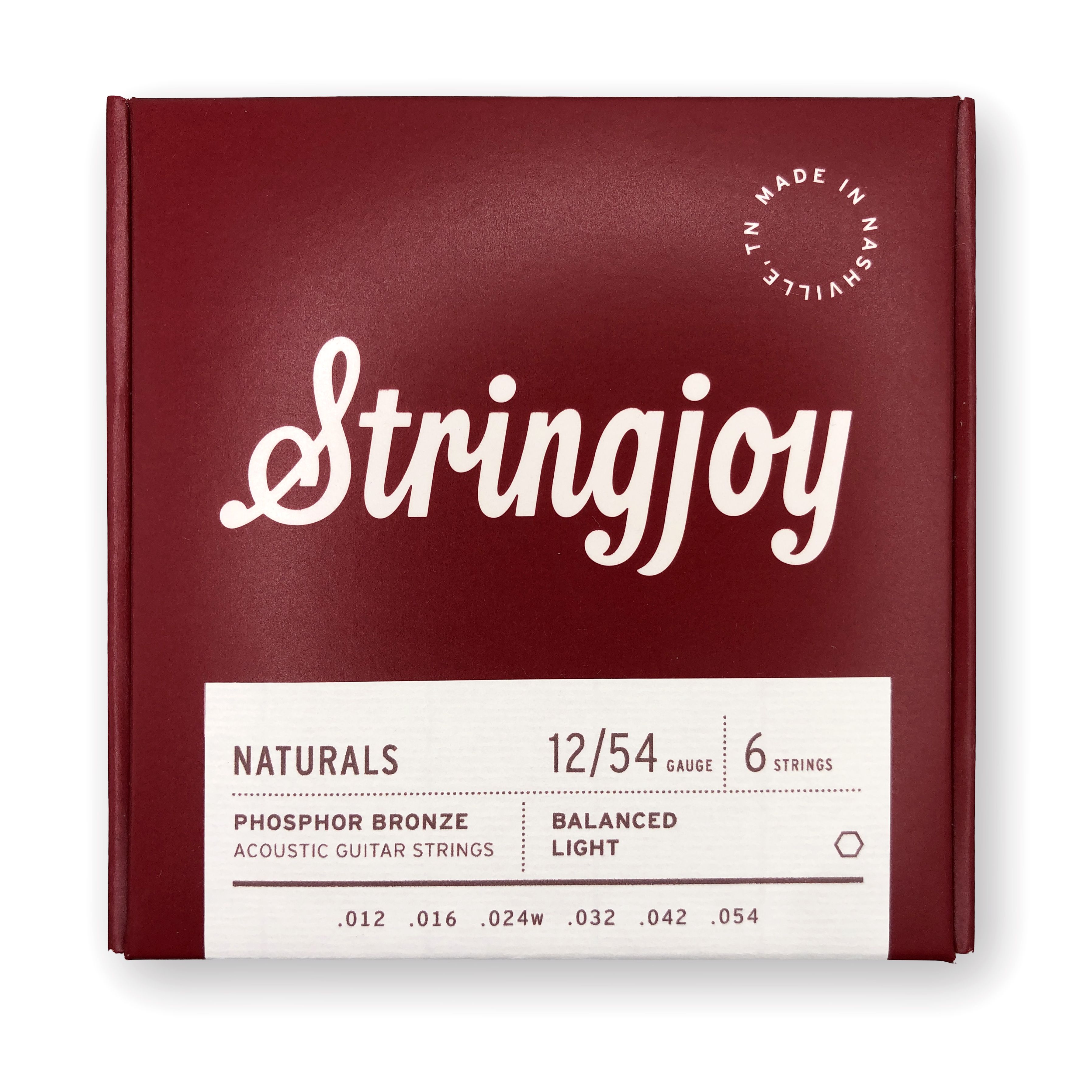 Cтруны для акустической гитары Stringjoy Naturals Light Gauge Phosphor Bronze Acoustic Guitar Strings, 12-54