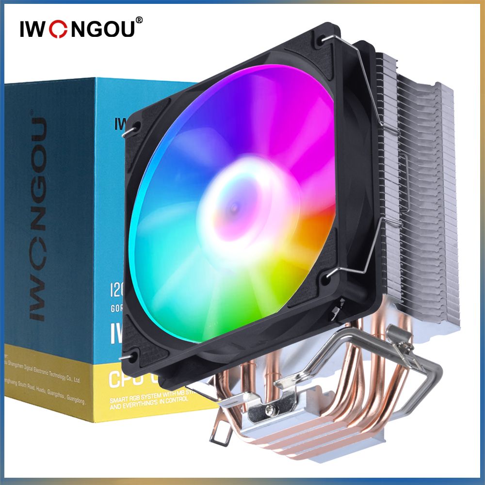 башенный кулер для процессора 2011 IWONGOU 120mm кулер 4pin pwm for LGA1151 1700 1200 AM4 AM5