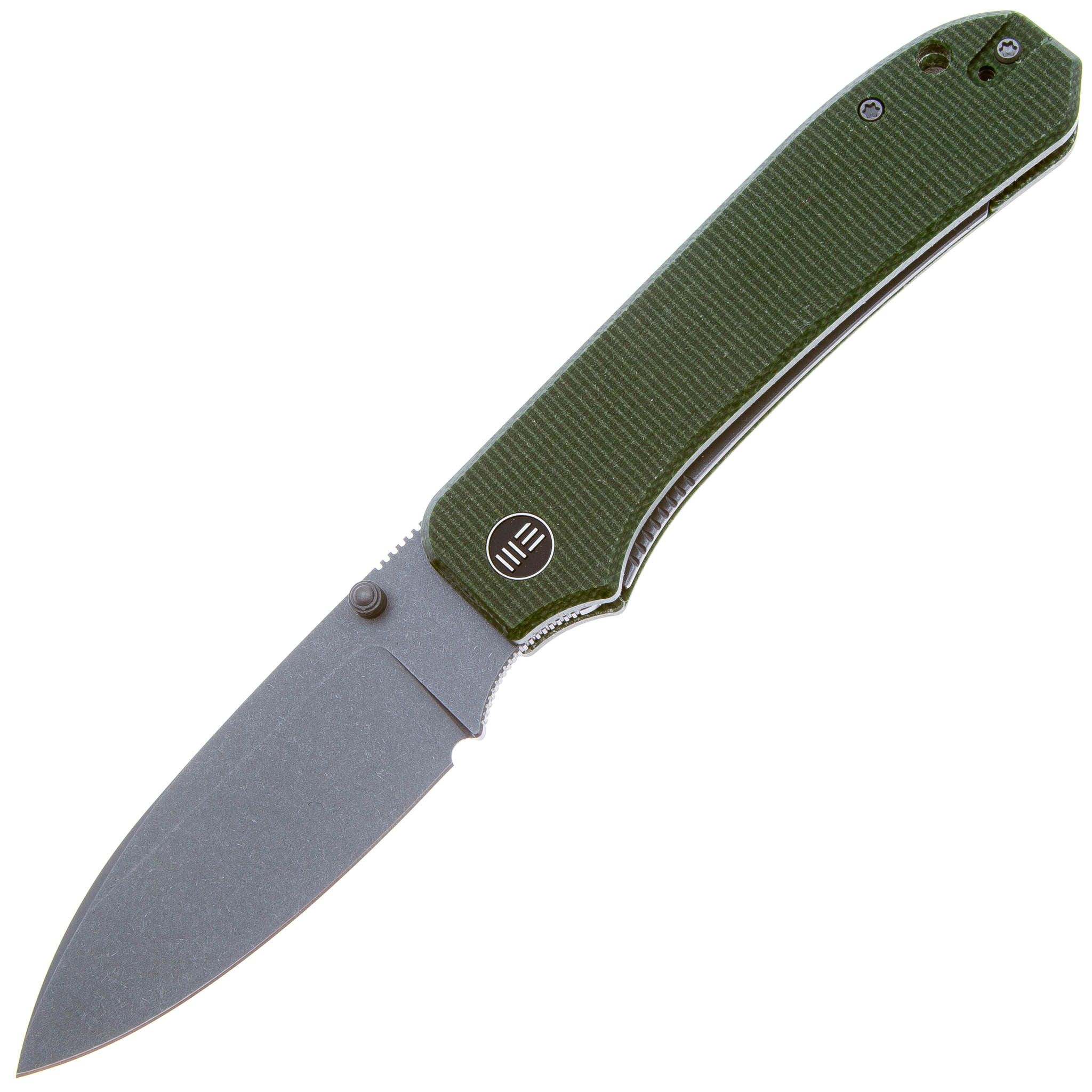 Нож We Knife Big Banter Stonewash CPM-20CV Micarta Canvas Green