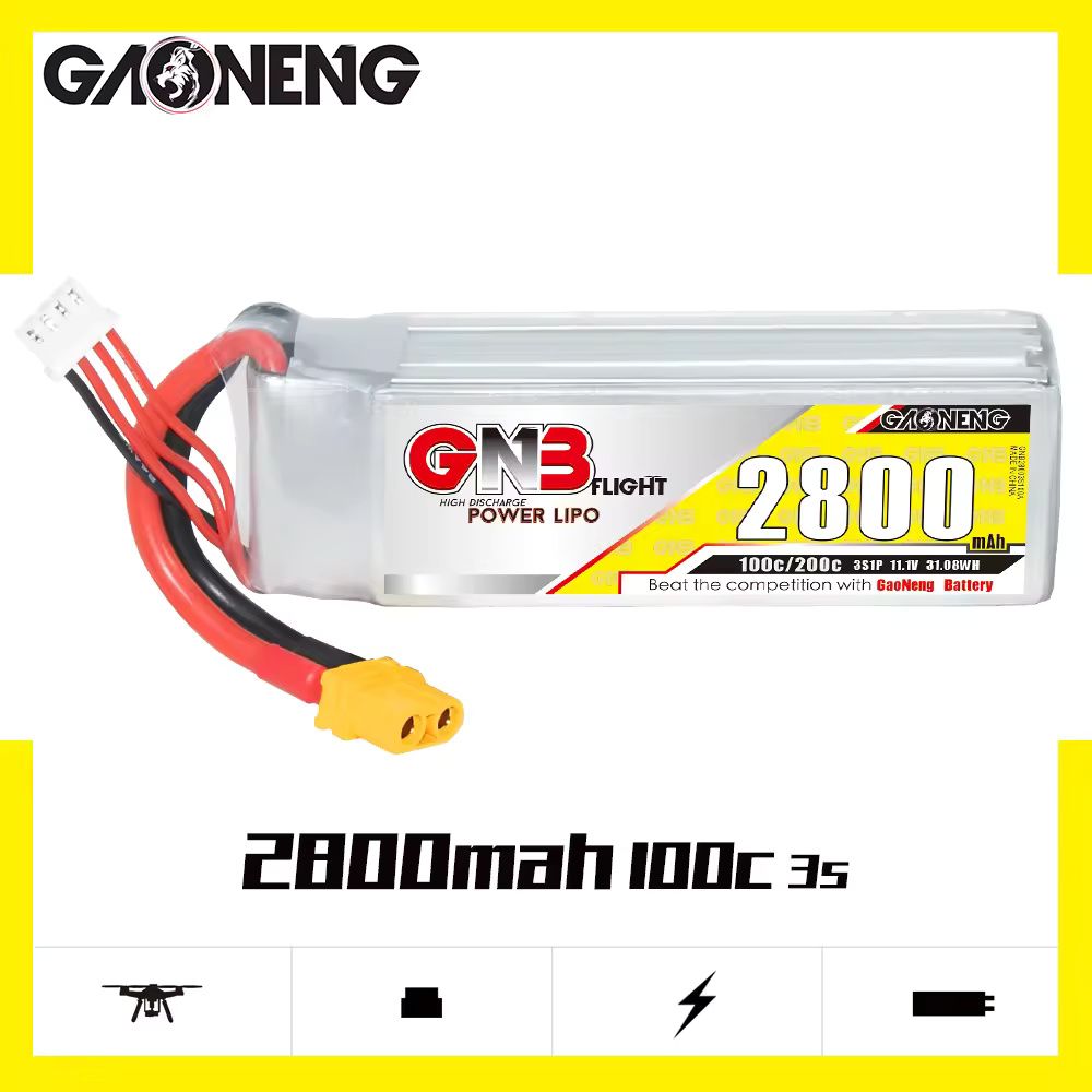 Аккумулятор Li-po GNB 2800mah 3S1P 11.1V 100C 29x34x107mm XT60