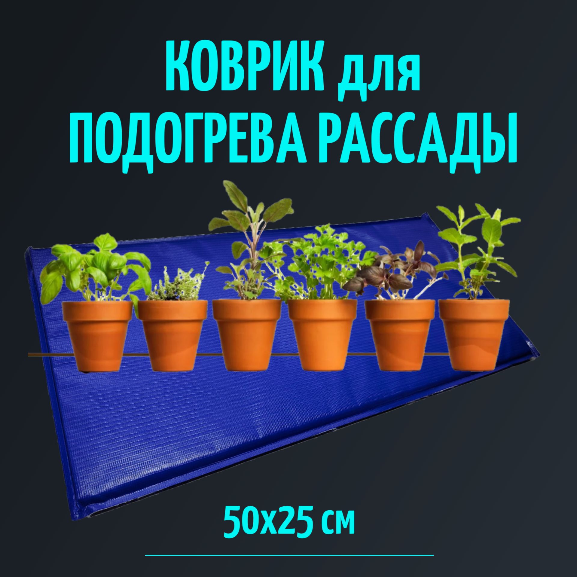 Электроподогреватель для проращивания семян рассады ТеплоМакс, 50х25 см