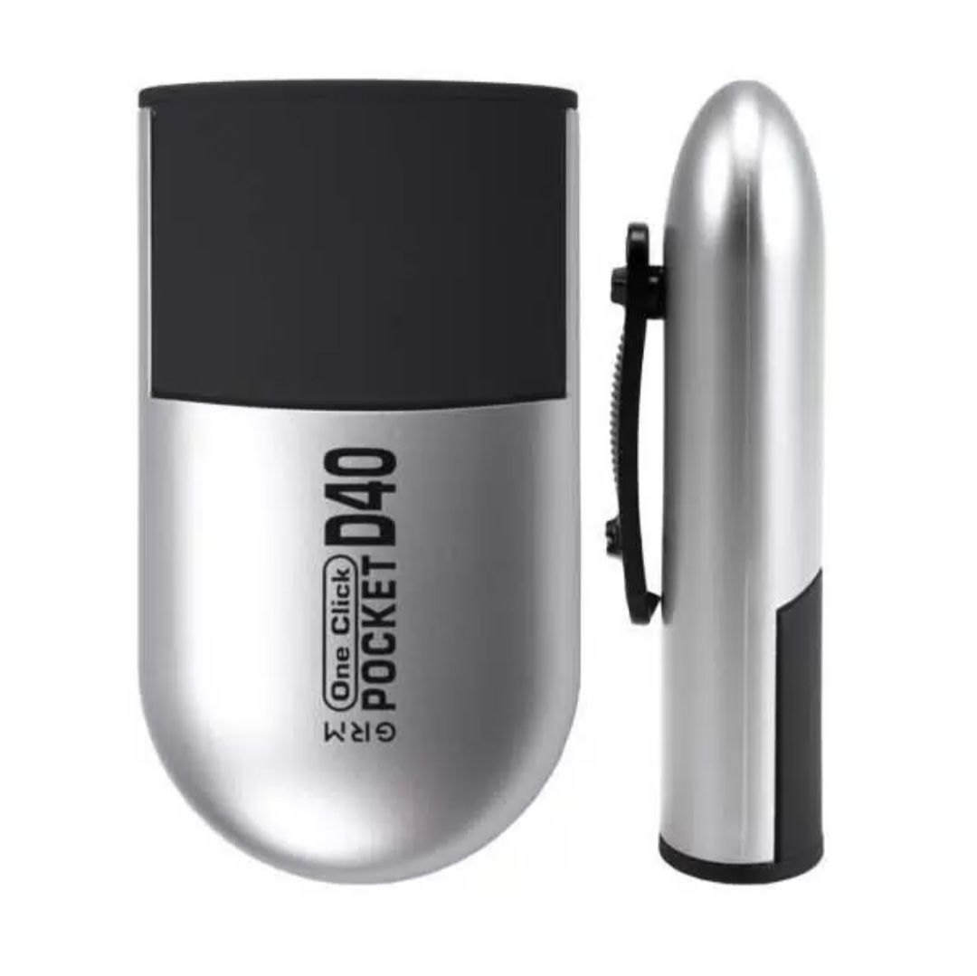 GRM POCKET R40 ONE CLICK оснастка для печати / штампа карманная 40х40 мм, серебряного цвета.