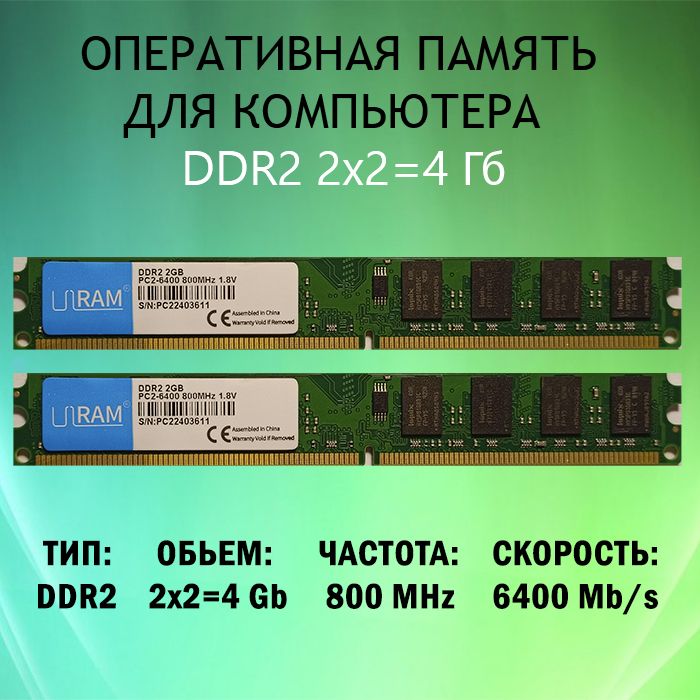 ULIKE Оперативная память для компьютера 2x2 ГБ (2249xxxx)