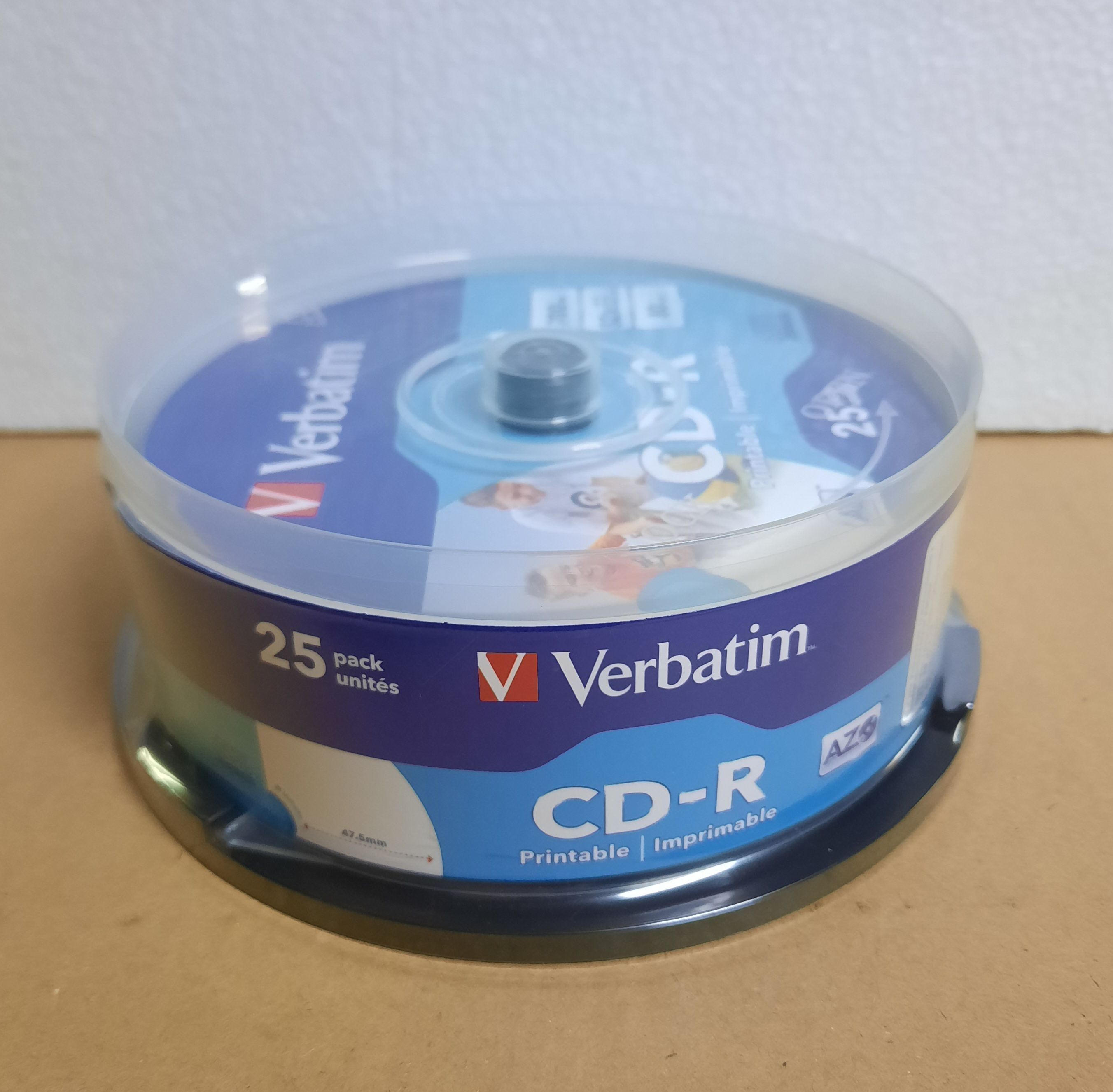 Диски CD-R Verbatim Inkjet printable 700Mb, 52x, 80min, 25шт., cake box.