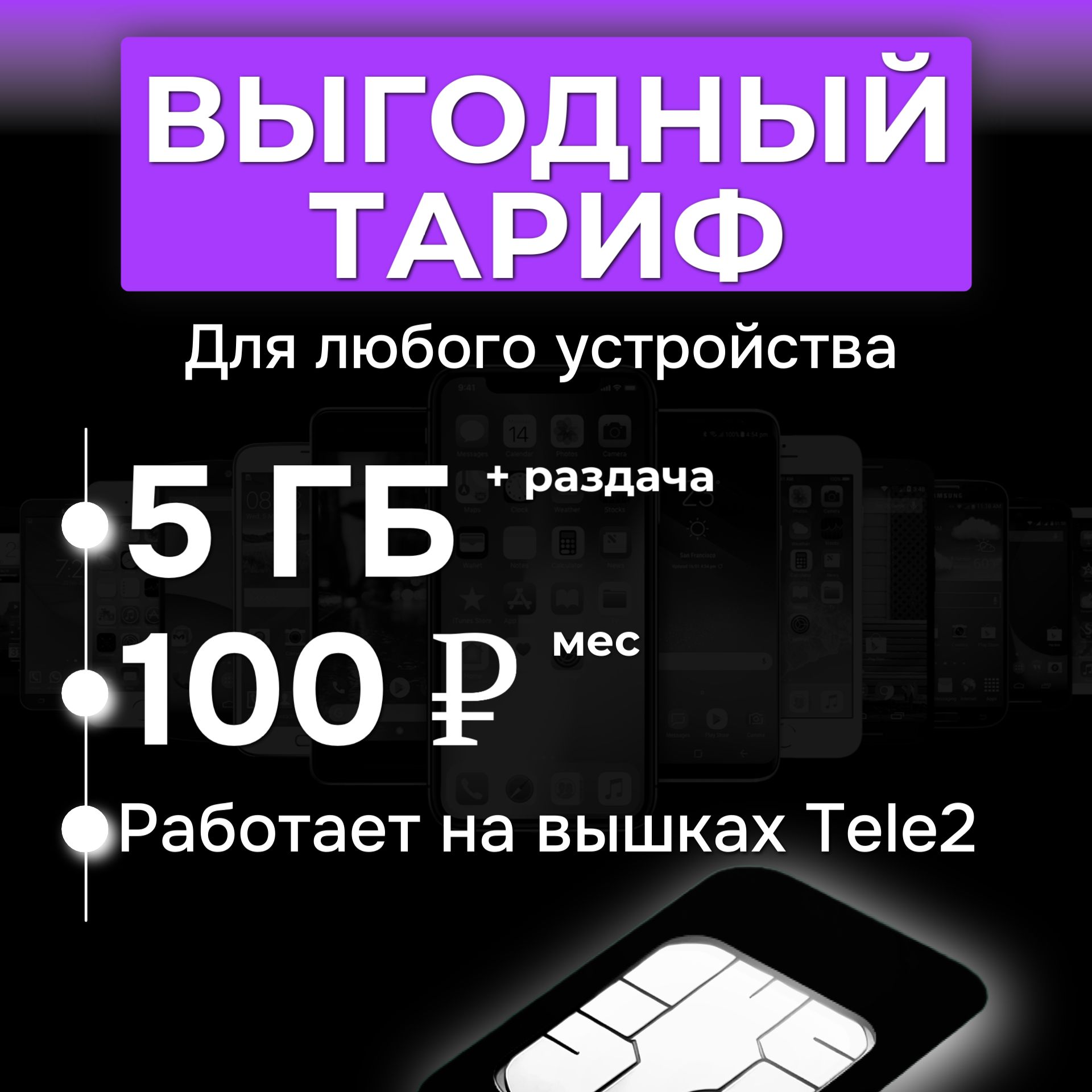 SIMкартасинтернетом5гбза100руб/мес(модемы,роутеры,планшеты,телефона)