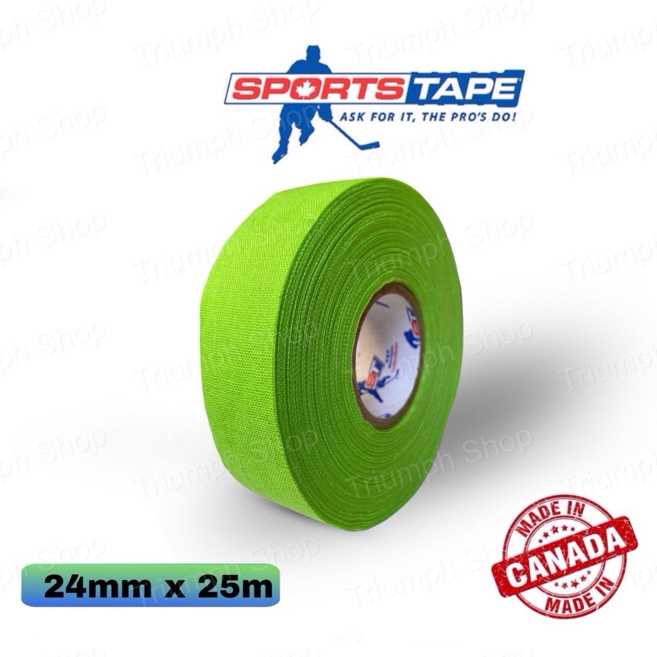 Хоккейная лента для клюшки Sports Tape 24мм*25м неон