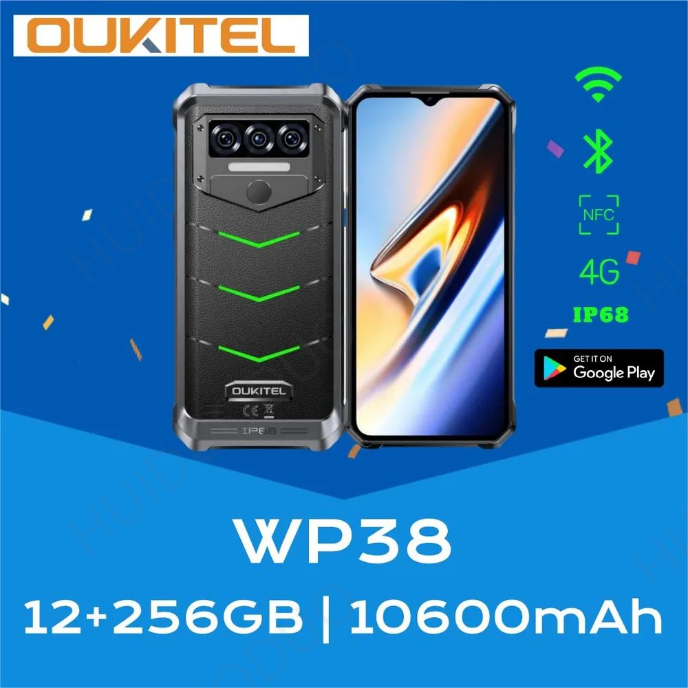 OukitelСмартфонWP38МироваяверсияподдерживаетрусскоязычныесистемыGlobal,ПоддержкаGooglePlayEU12/256ГБ,зеленый