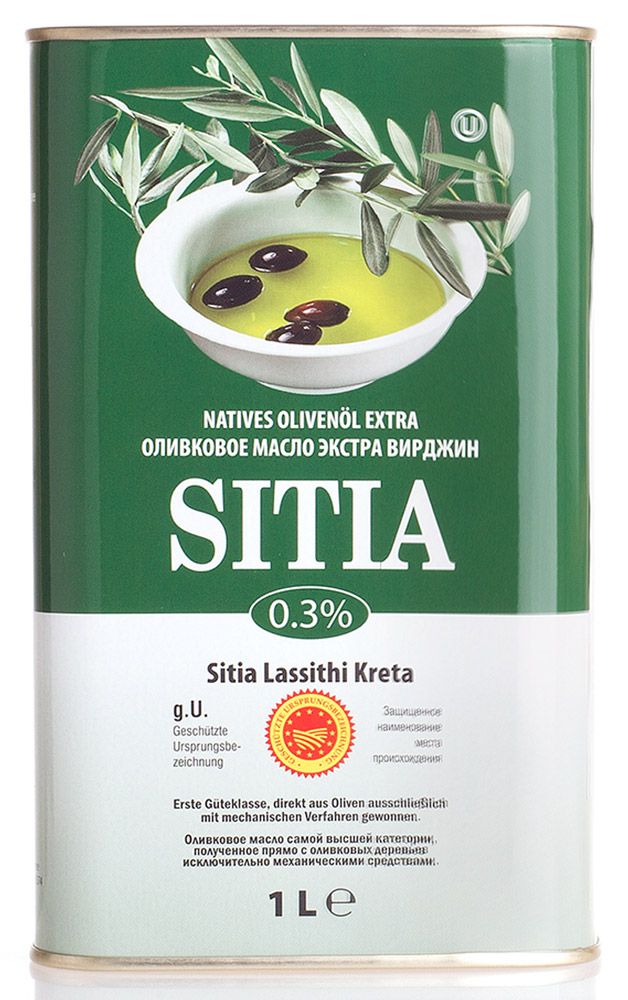 Масло оливковое Sitia Extra Virgin 0,3%(Ситиа) кислотность P.D.O. Ailmakis Estate, жестяная банка, 1 л