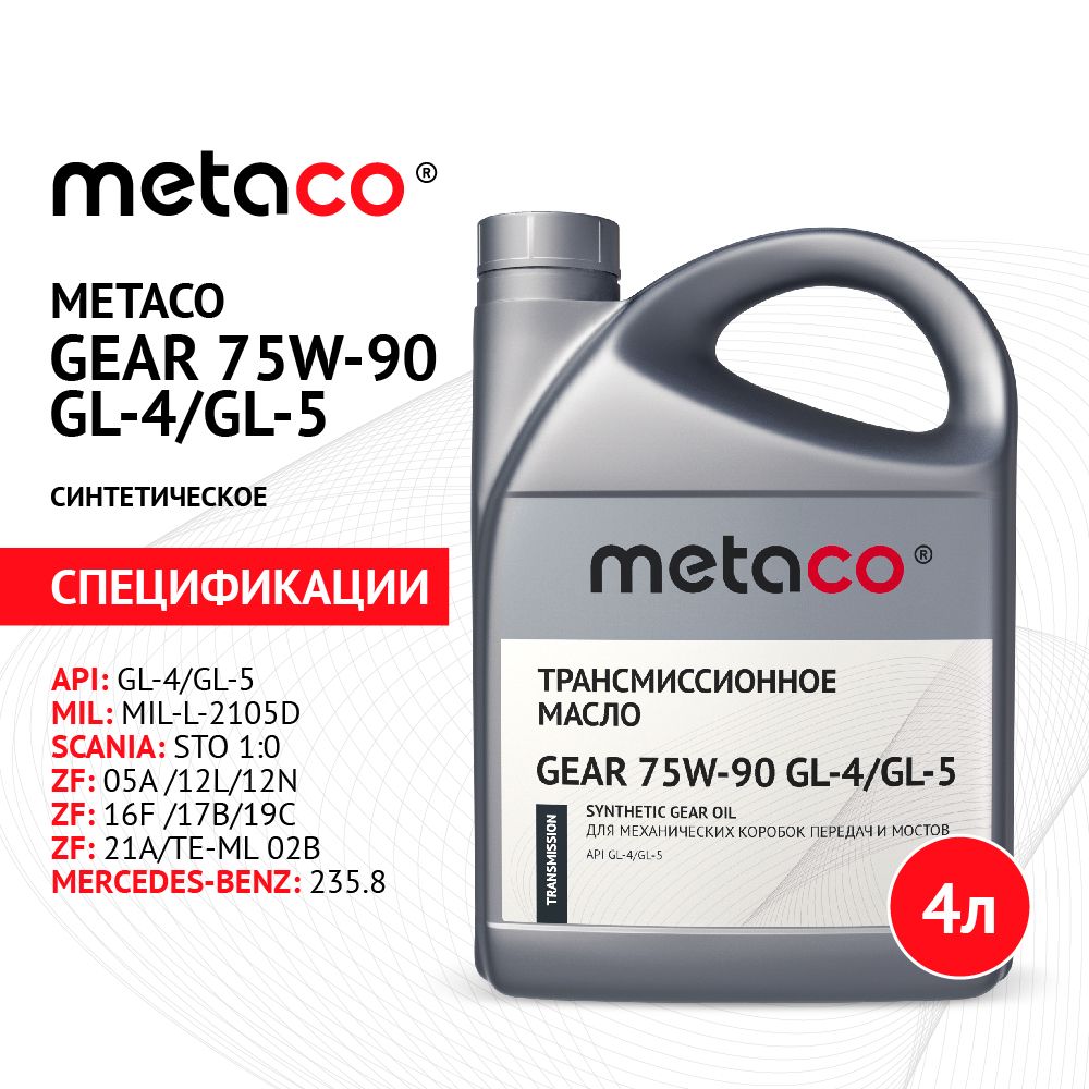 МаслотрансмиссионноеMETACOGEAR75W-90GL-4/GL-54L