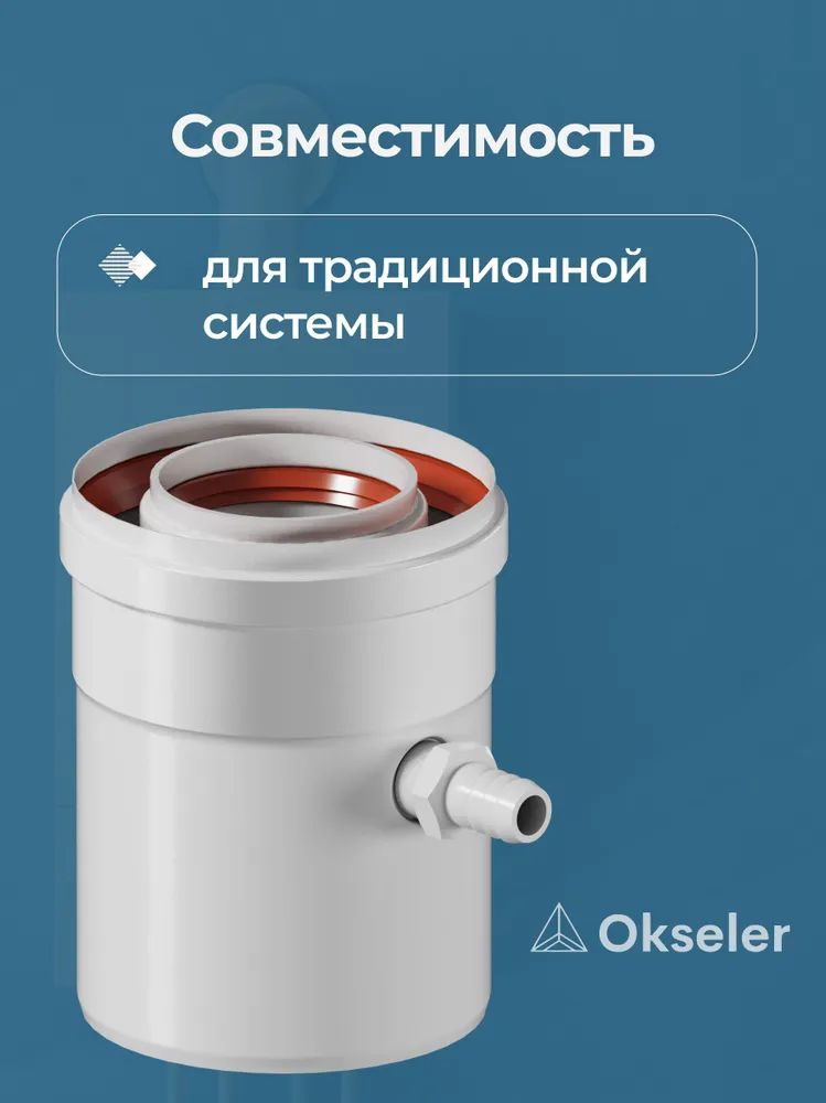 Конденсатоотводчик коаксиальный Okseler D60/100 универсальный