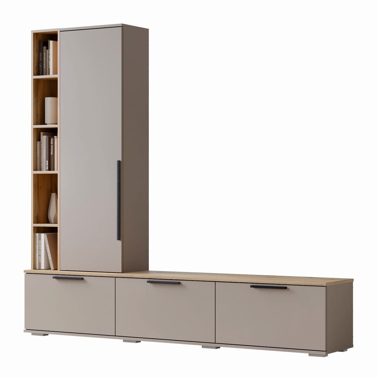 Стенка для гостиной/тумба под телевизор Селеста, 2006х370х1862, Кашемир/Дуб вотан