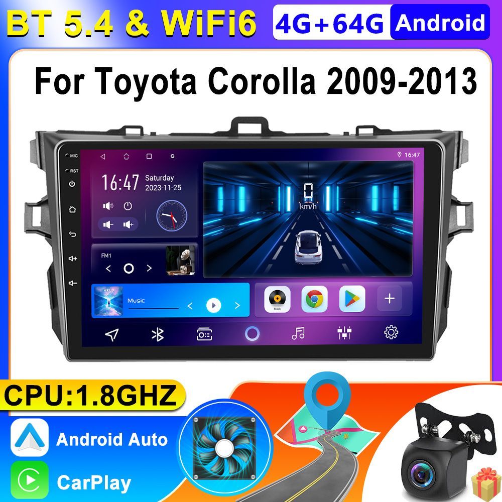 Штатная магнитола TOYOTA Corolla E140/E150 (2006-2012) 4+64GB магнитола Android 2din головное устройство мультимедиа