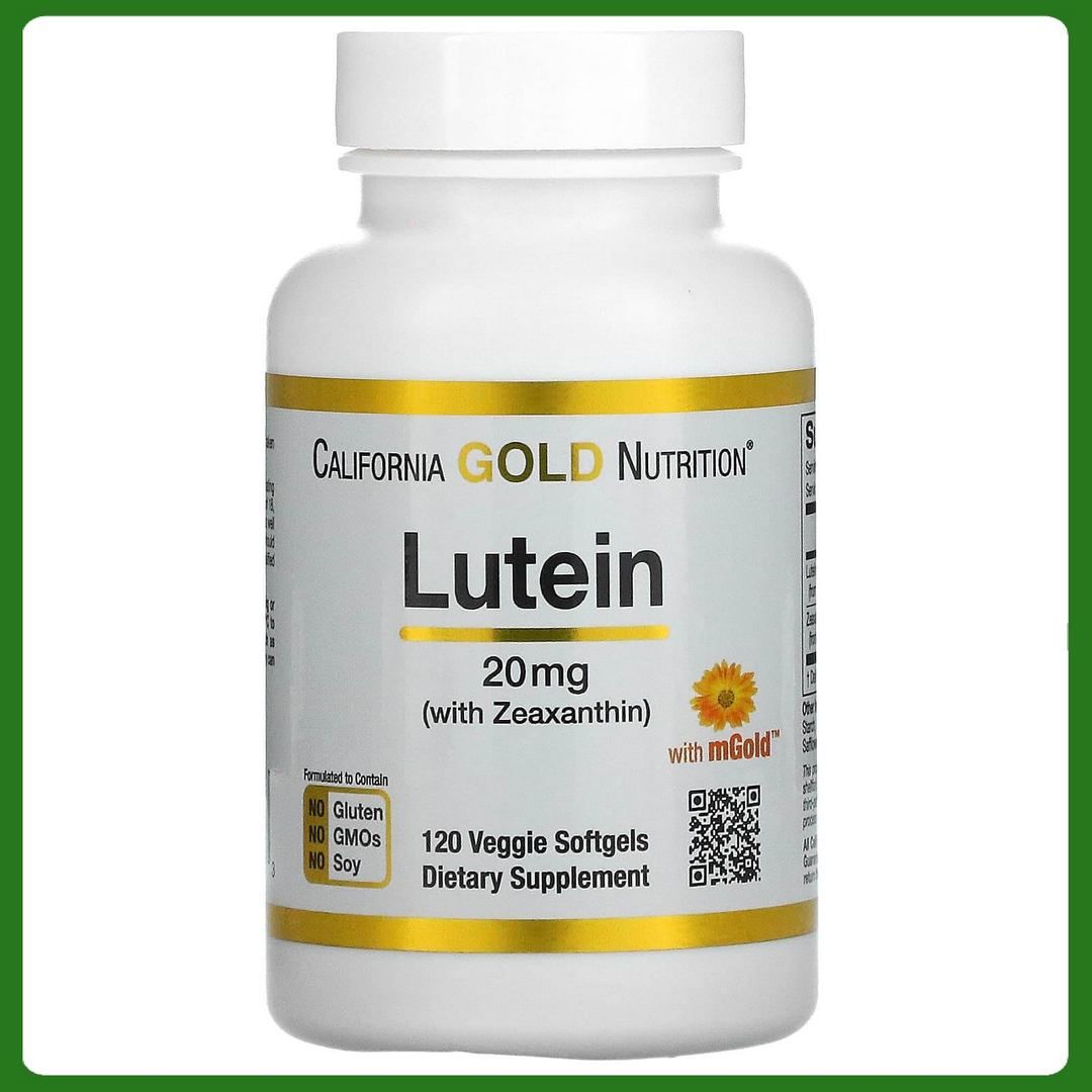 ПищеваядобавкаCaliforniaGoldNutrition,лютеинсзеаксантином,20мг,120растительныхмягкихтаблеток