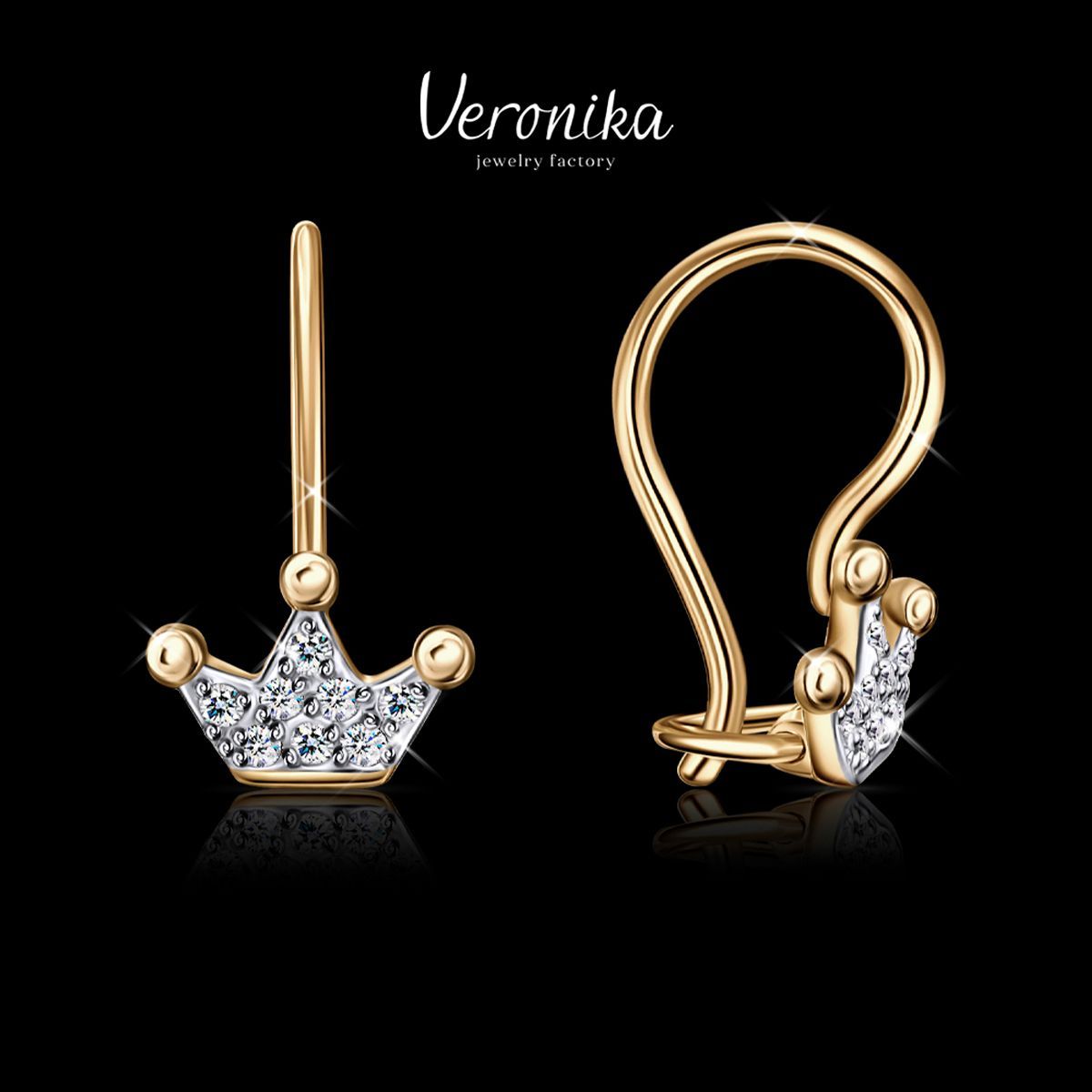 Серьги женские серебро 925 пробы Корона серебряная Veronika jewelry factory