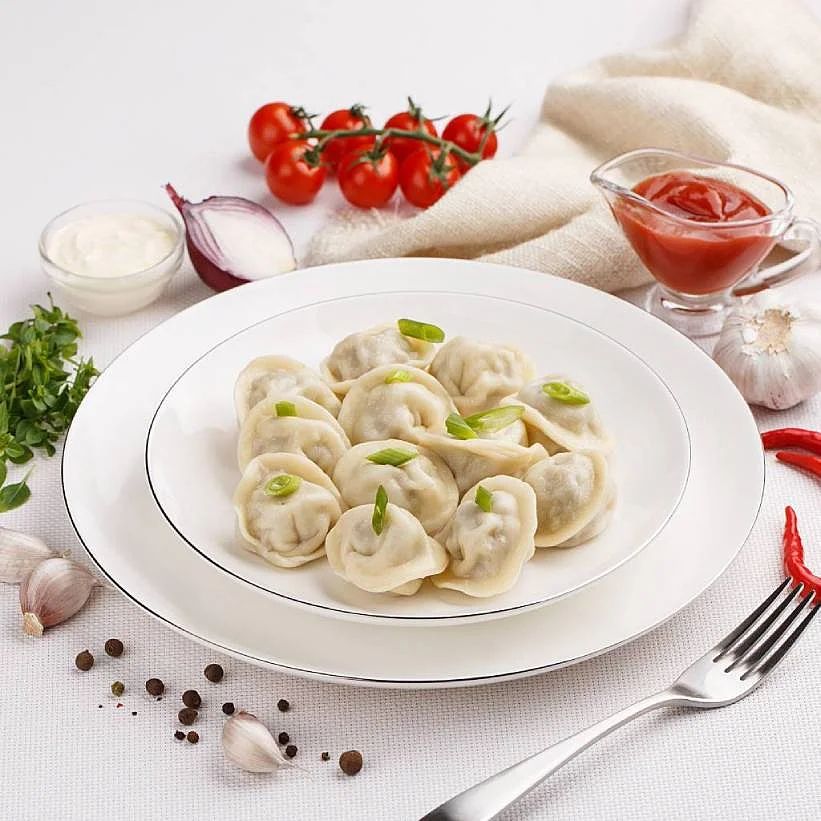 Пельмени с говядиной и свининой (ручная лепка) 450г