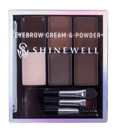 SHINEWELL Универсальный набор для стилизации бровей Eyebrow Cream and Powder, 7,2 г, набор №2/1