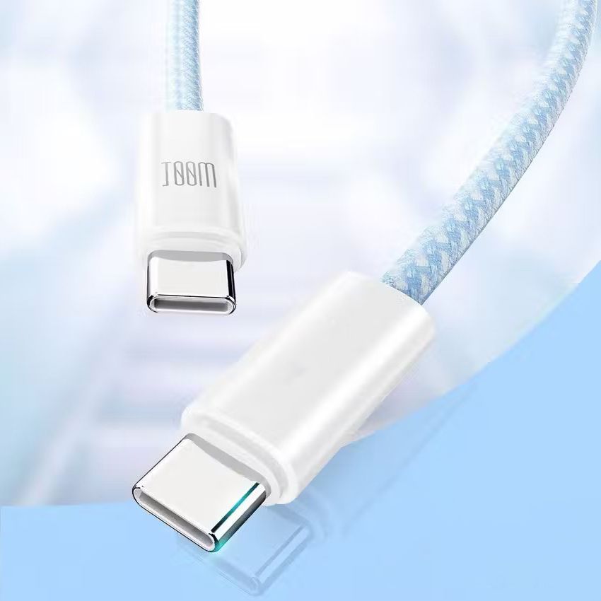 Кабель зарядный ROCK Rainbow Series USB-C TO USB-C 100W Fast Charging Data Cable 2M голубой