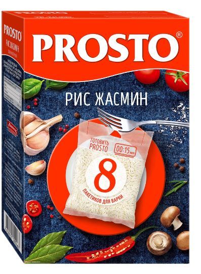 Рис длиннозерный PROSTO Жасмин, в пакетиках, 8х62, 500г