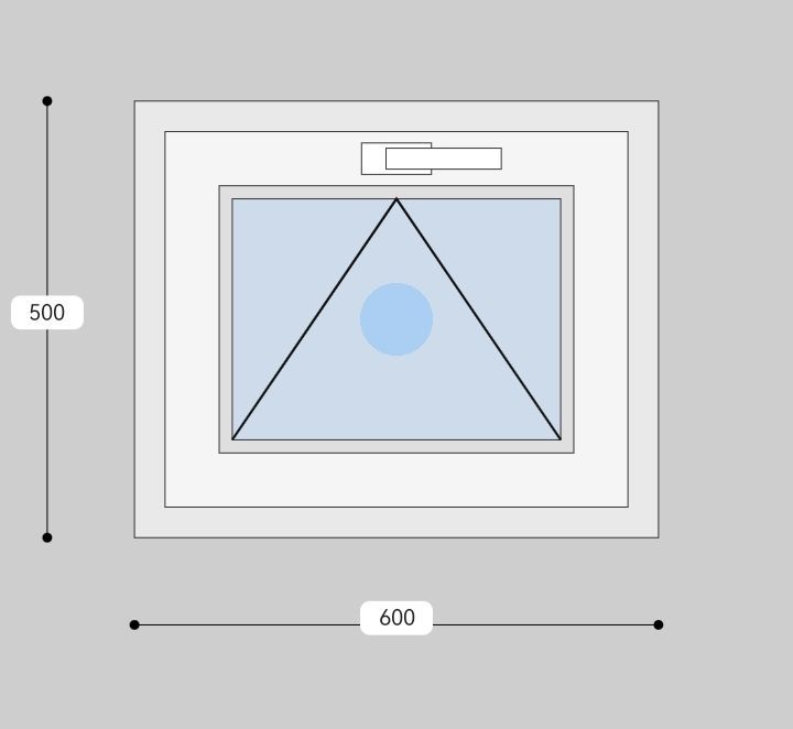 Пластиковое окно ПВХ 500*600 мм, фрамуга, фурнитура Roto, энергосберегающий стеклопакет
