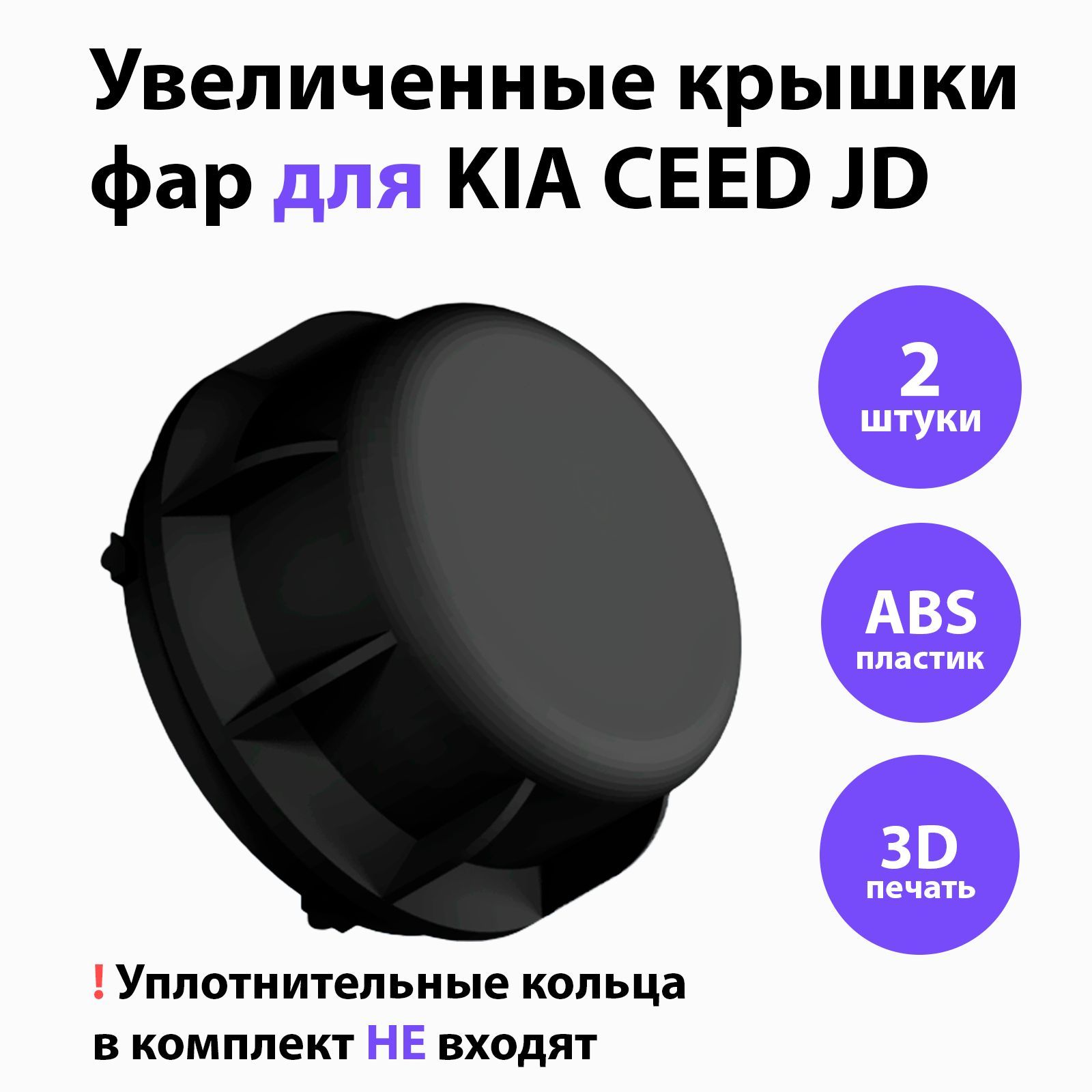 Увеличенные крышки фар Kia Ceed JD под led лампы, 2шт