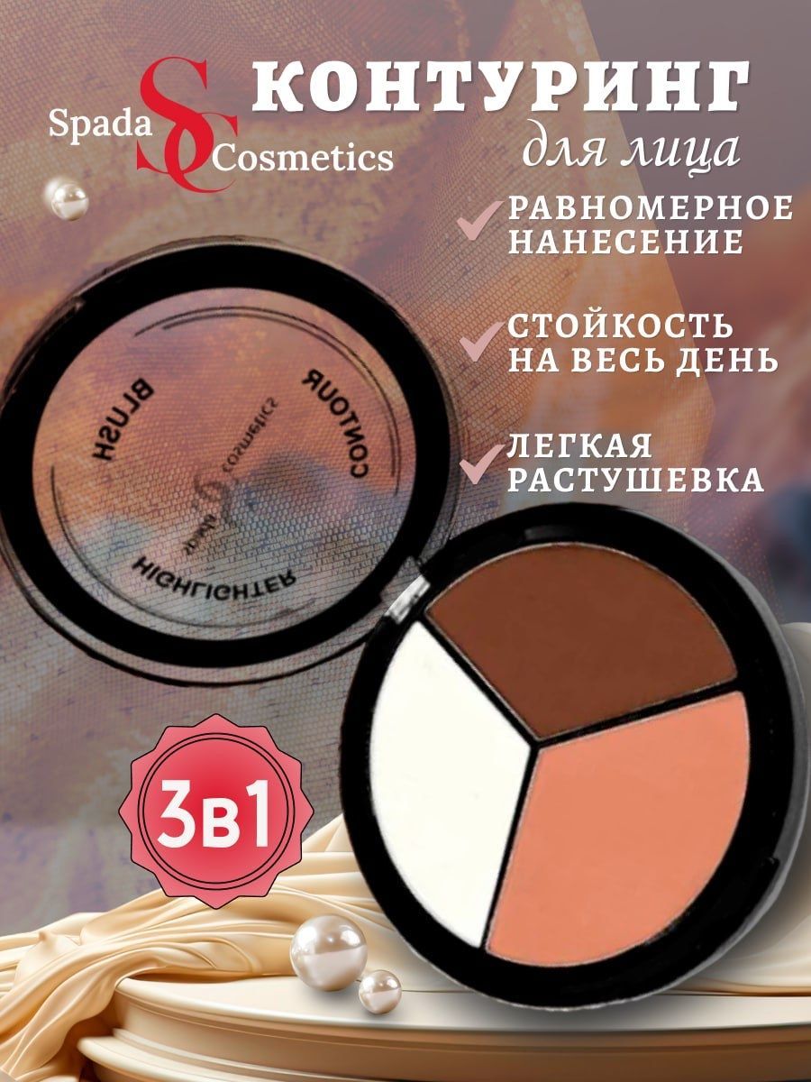 Spada Cosmetics Контуринг для лица профессиональный Хайлайтер Румяна Бронзер