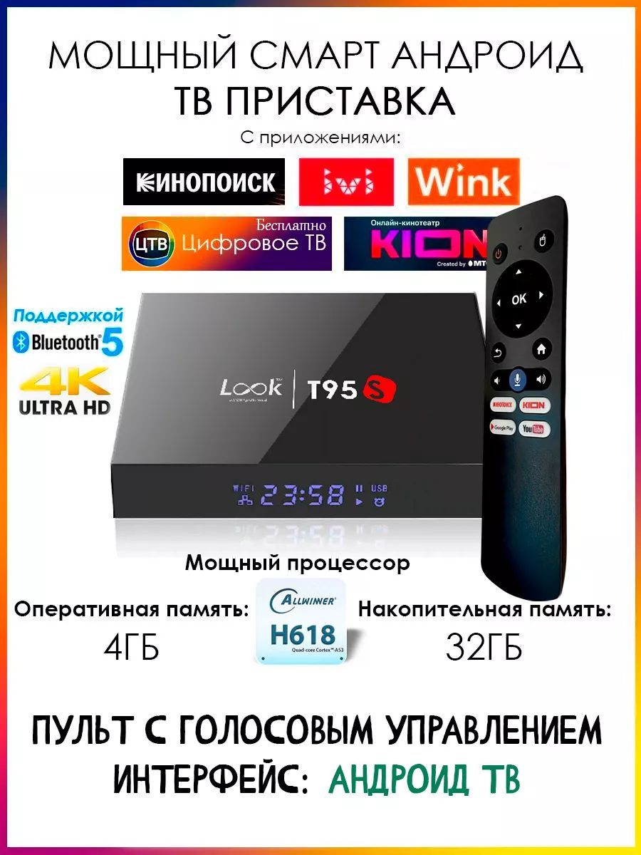 Медиаплеерlookt95sAndroid,4ГБ/32ГБ,Wi-Fi