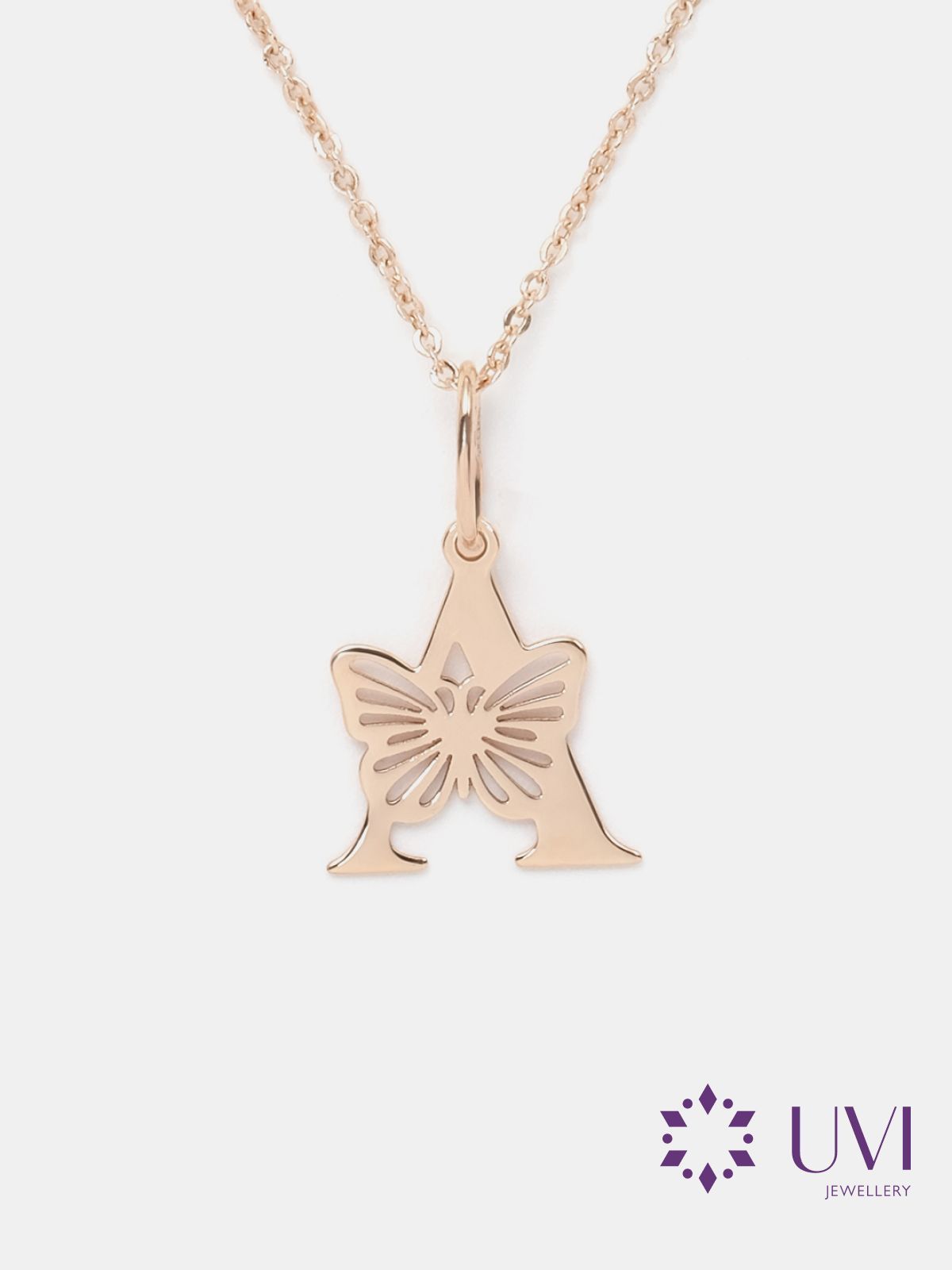 Подвеска на шею золотая 585, буква "А", UVI Jewellery