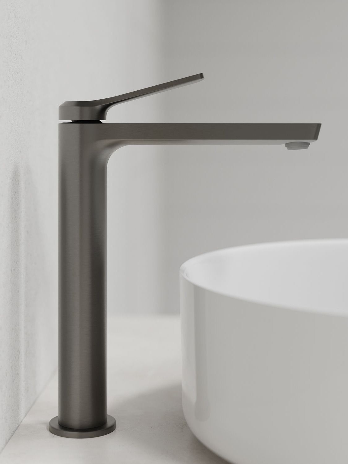 Фото товара на маркетплейсе ozon Высокий смеситель для накладной раковины, латунь, матовый графит, IDDIS, Parker, PARGM01i01