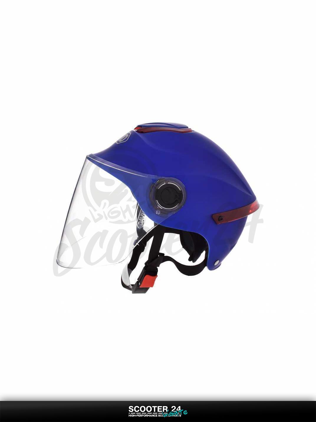 Мотошлем открытый ( вело/самокат) "DAVID" (#D307, синий матовый, регулятор размера, ABS) на мотоцикл / мопед и скутер