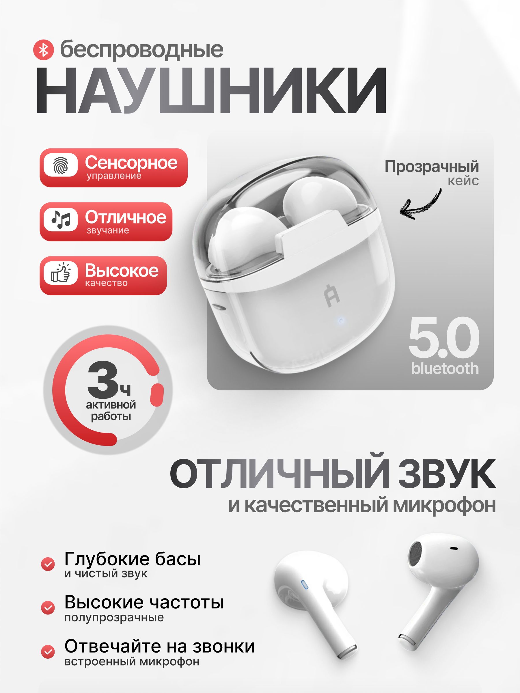 AlterAcs Наушники беспроводные с микрофоном AlterAcs Sky TWS, USB Type(图1)