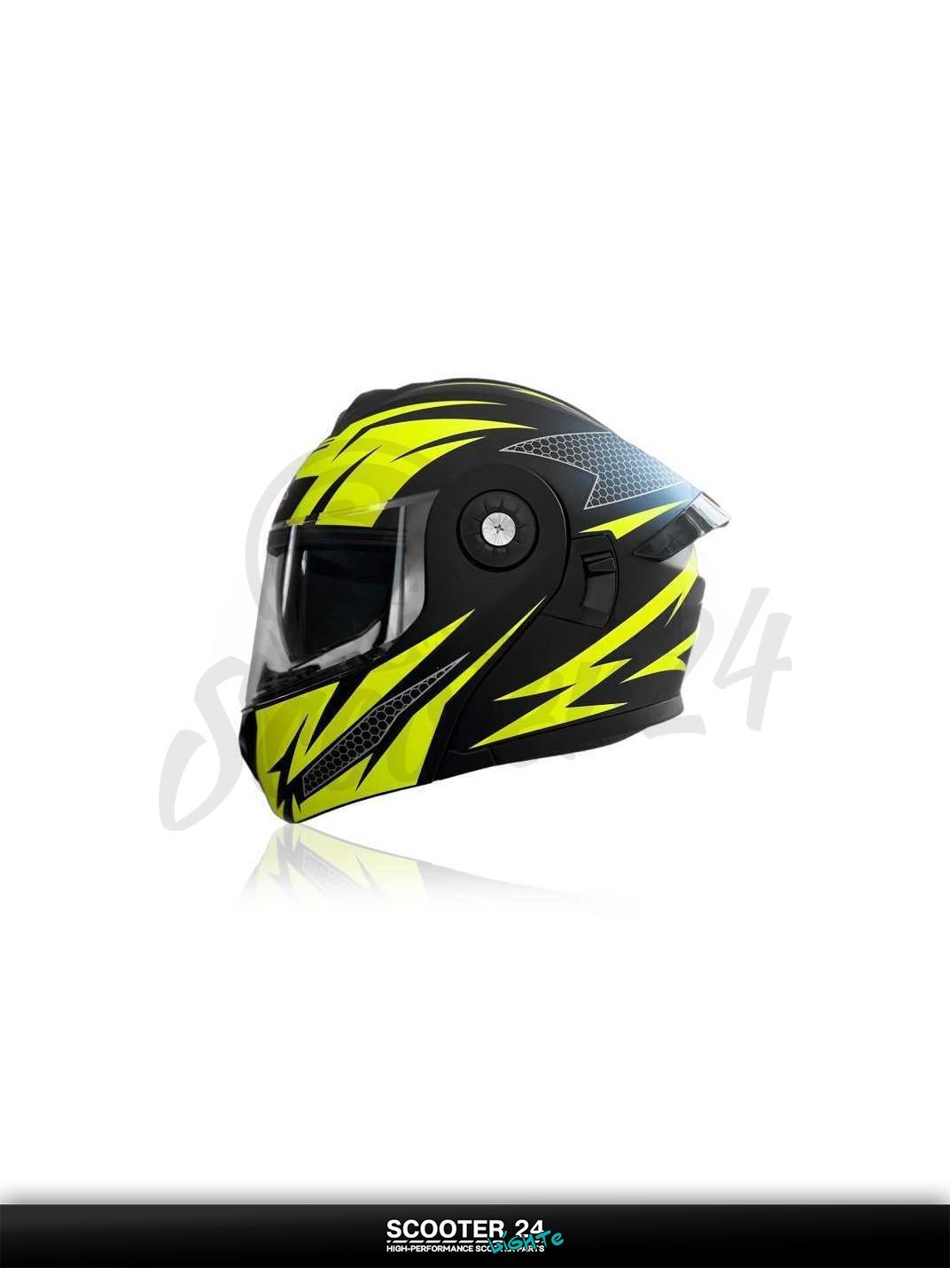 Шлем трансформер "IBK" (#112 черно-желто-матовый, очки, L) универсальный на мотоцикл мопед и скутер / эндуро / питбайк / квадроциклы ATV