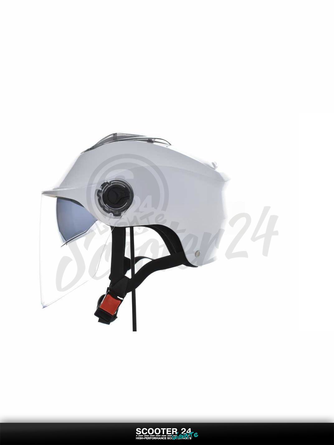 Мотошлем открытый ( вело/самокат) "DAVID" (#S309, белый глянцевый, регулятор размера, очки, A на мотоцикл / мопед и скутер