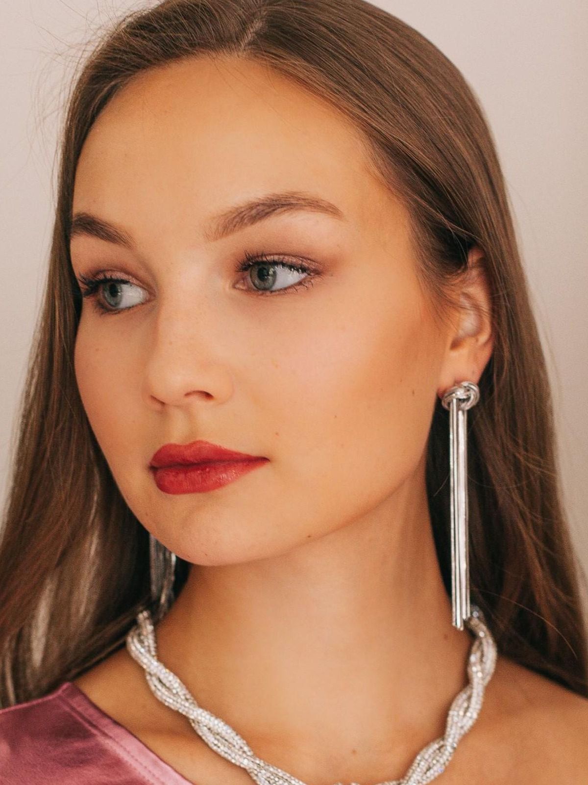 Серьги висячие "Водопад" узелок, цвет серебро