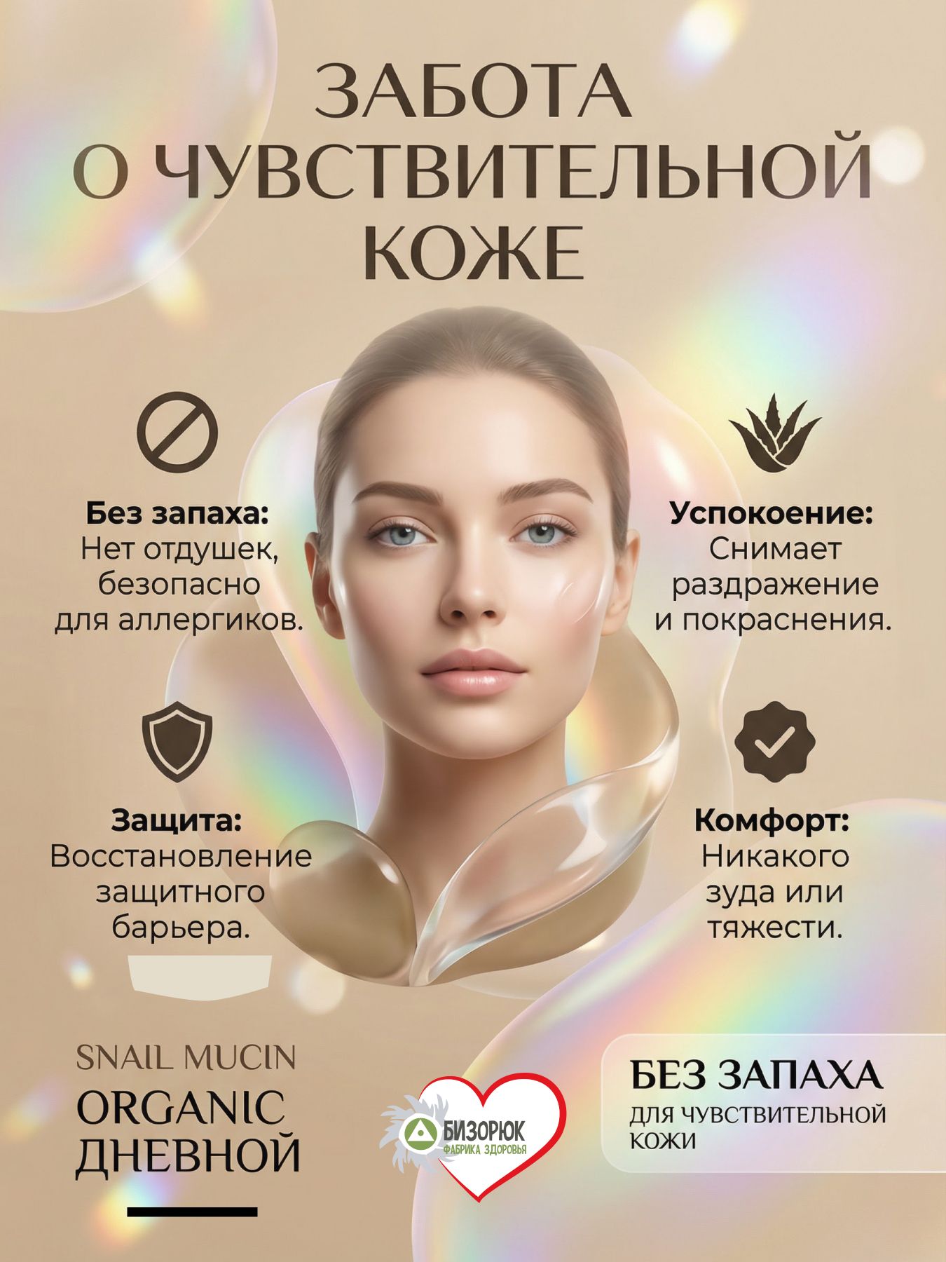 Крем улиточный без запаха Дневной