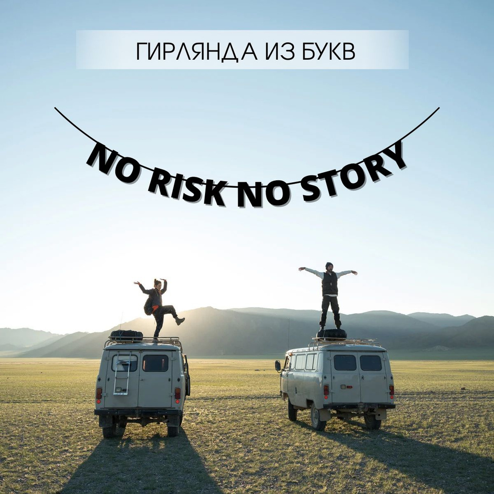 Надпись на стену гирлянда "No risk no story" #1