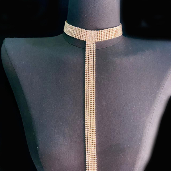 Колье галстук из страз/Чокер/ожерелье на шею и декольте, женский, цвет ...