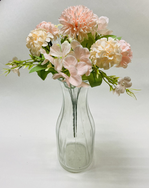 Купить Искусственные хризантемы и пионы, цвет ПЕРСИКОВЫЙ, ветка высотой ...