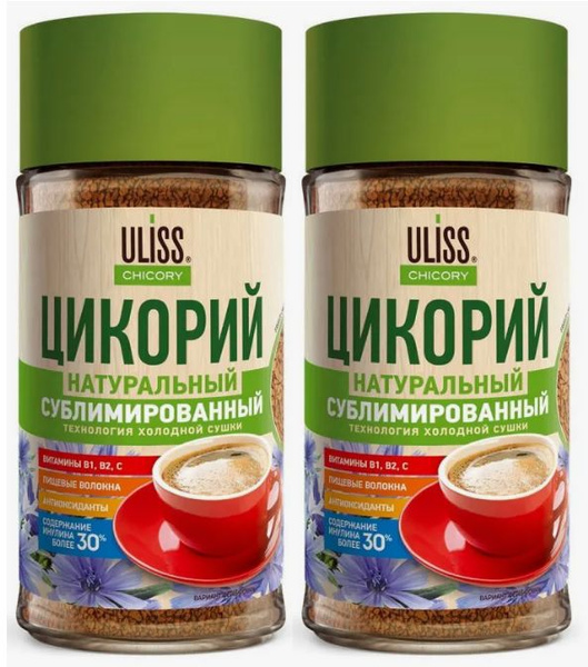 Цикорий натуральный сублимированный Uliss 85 гр в стеклянной банке - 2 ...