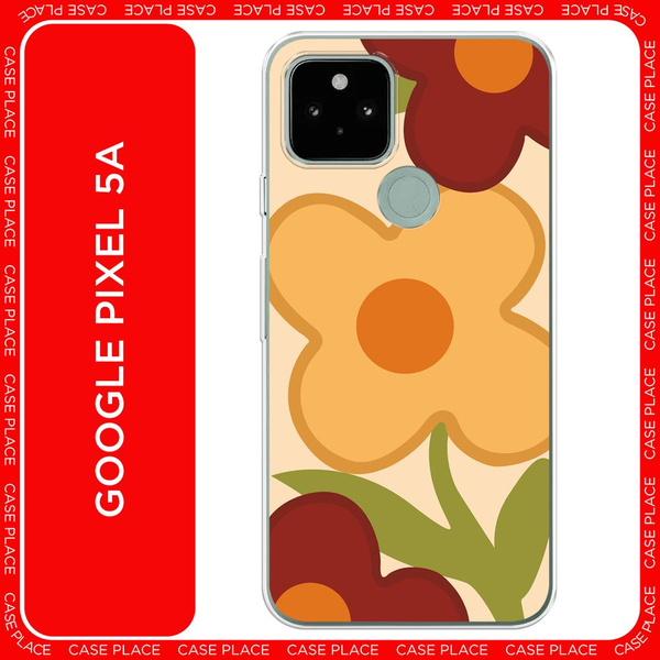 Силиконовый чехол на Google Pixel 5A / Гугл Пиксель 5А Рыжие цветы ...