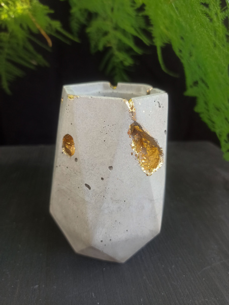 Ваза из бетона с золотом, декоративная, 10 см - купить вазу в интернет ...