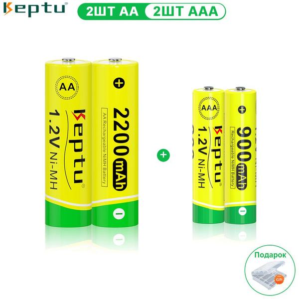 Keptu Аккумуляторная батарейка AA, 1,4 В, 2200 мАч, 2 шт - купить с ...