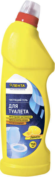 Чистящее средство для унитаза ЛЕНТА лимон, 750мл / Универсальный гель ...