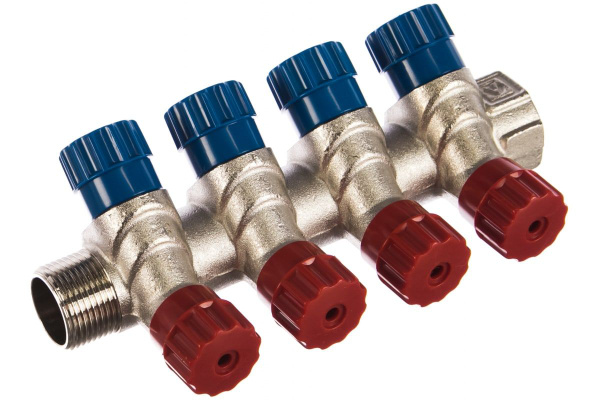 VALTEC VTc.560.N.0504 (3/4''х4 выход, 1/2" наружный), Коллектор с ...