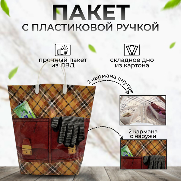 Пакет с пластиковыми ручками, 4 кармана, "Портфель" - купить по ...